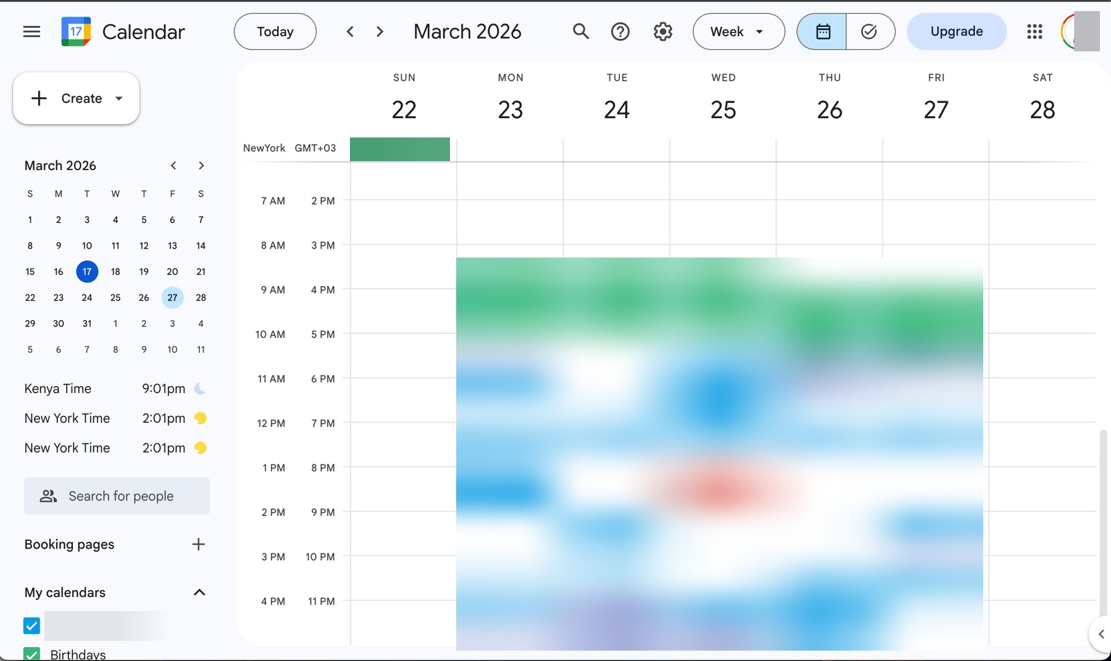 Coordinated executive calendar with scheduled meetings