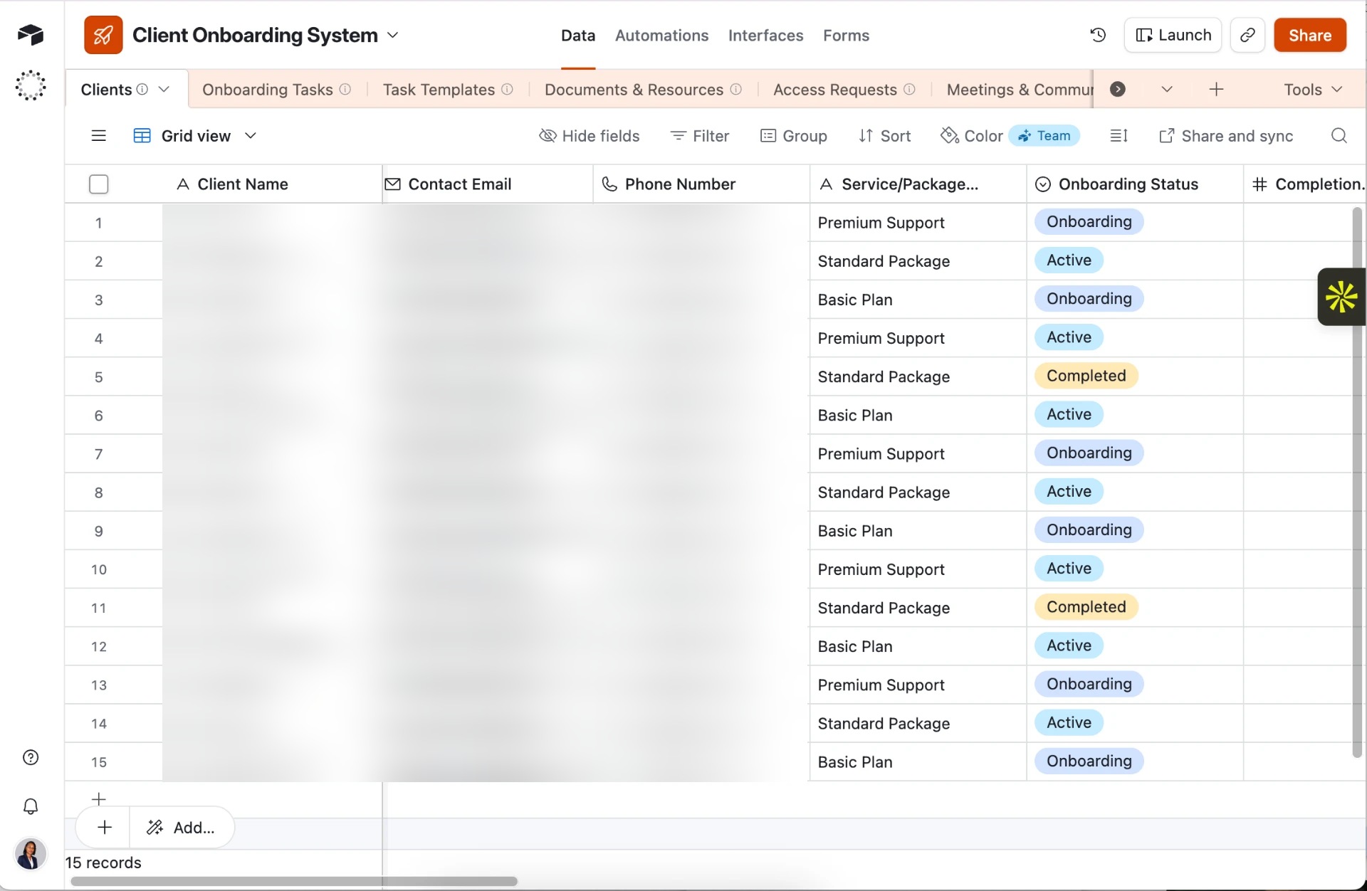 Client onboarding system
