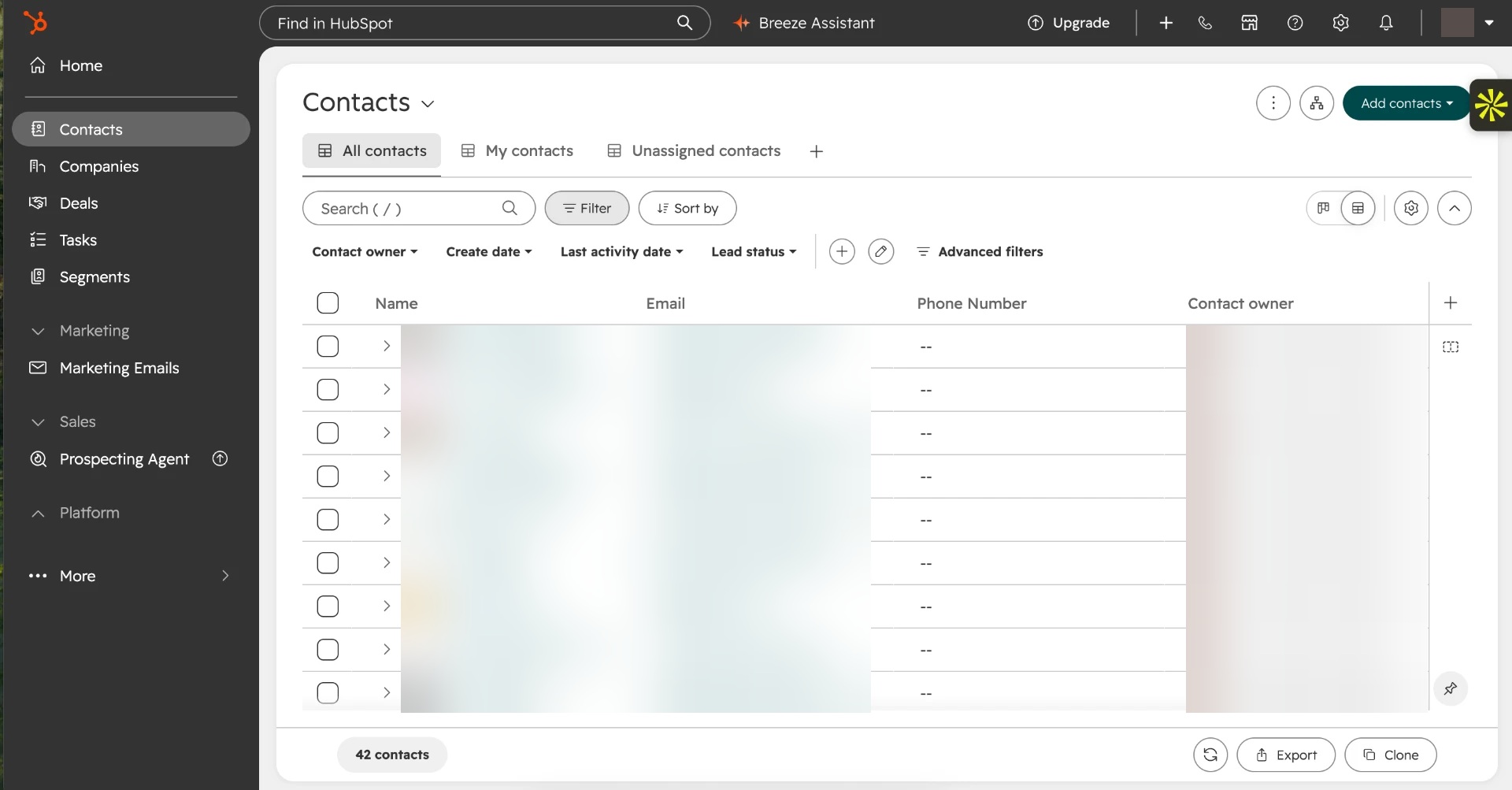 Contact organization and follow-up in HubSpot